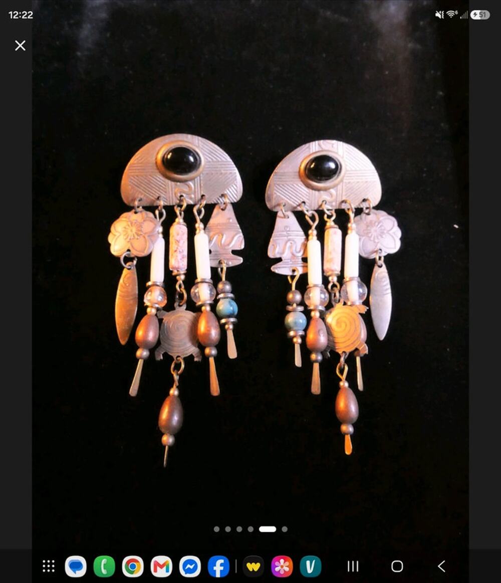 vintage Tabra artisan bohemian mixed-material dangle earrings